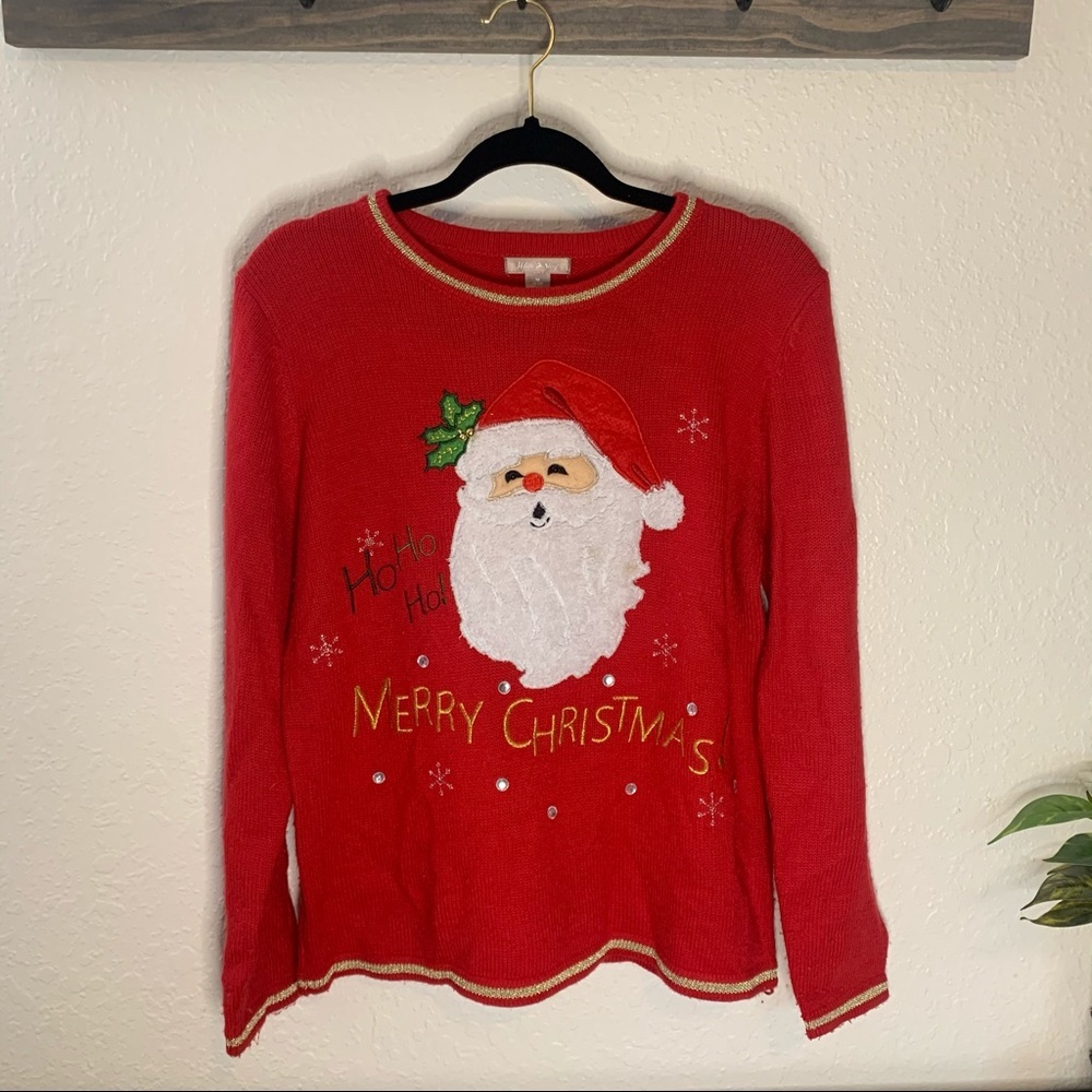 Bright Red Santa Merry Christmas ‘Ugly’ Sweater